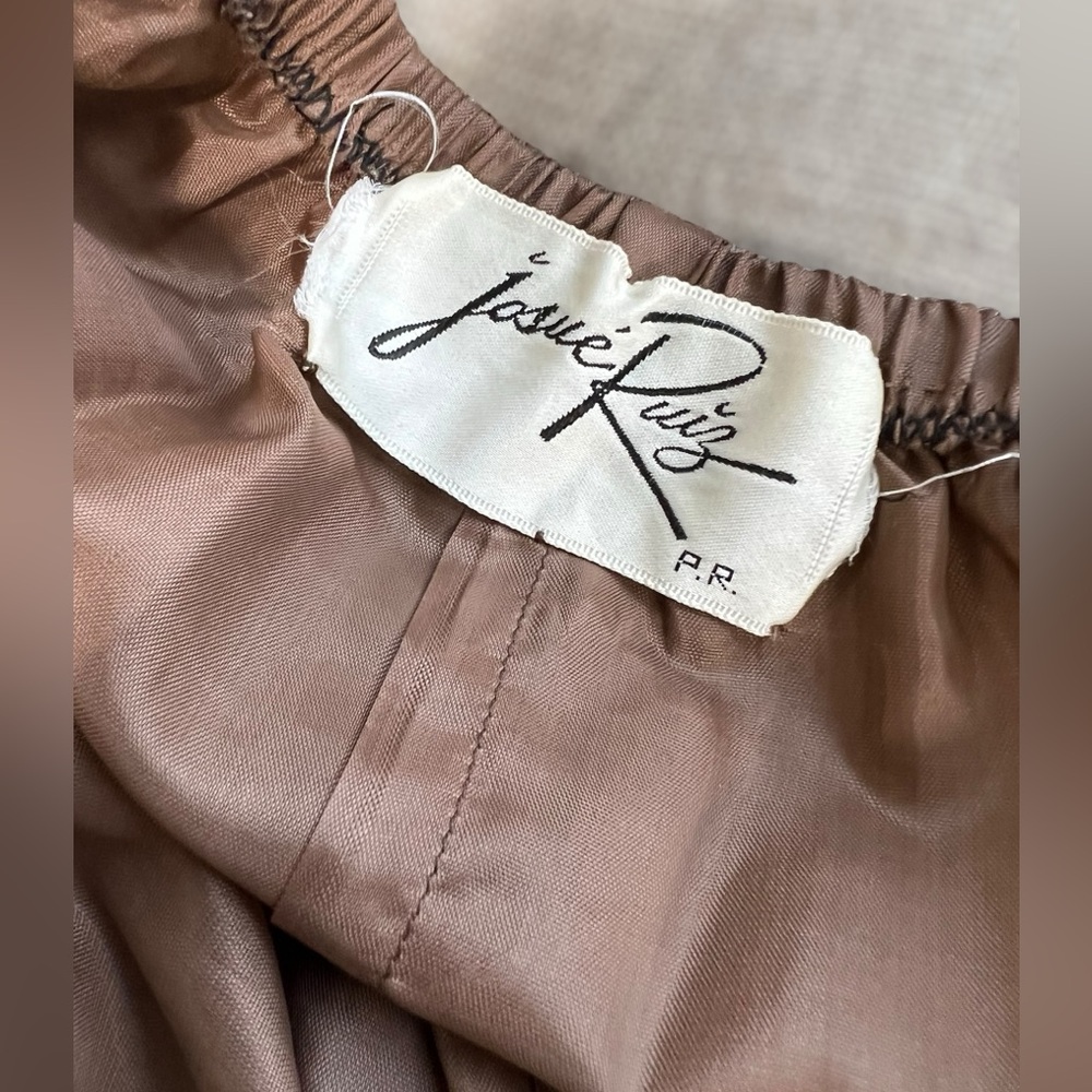 Vintage retro rare dress - 1970s sheer brown and multicolor dress Medium - Large - Picture 7 of 10